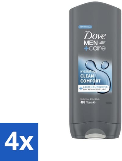 Dove - Douchegel - Men+ Care Clean Comfort - Comfort en verzorging - 400 ml - Voordeelverpakking - 4 stuks