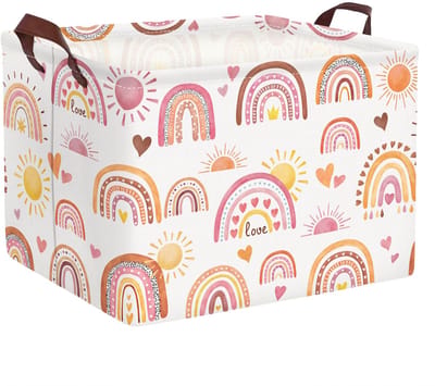 Rainbow Baby wasmand opvouwbare kleding kinderen opbergmand waterdicht meisjes speelgoed doos voor kinderkamer hart, 40 x 30 x 30 cm