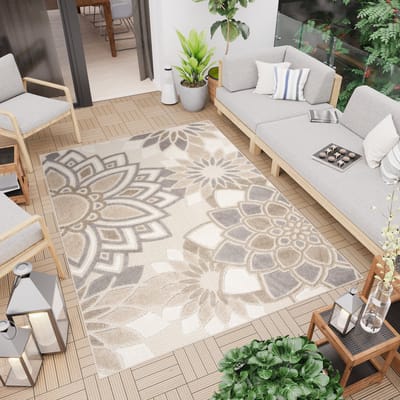 Tapiso Patio Beige Tuintapijt Buitenkleed Buiten Outdoor Modern Maat- 160x220