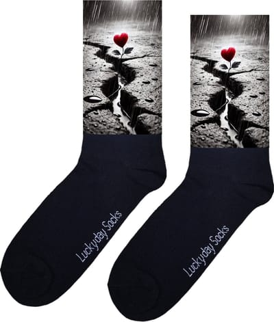 Roos - Valentijn sokken - Valentijns Cadeau - Grappige sokken - Leuke sokken - Hem Haar sokken - Straat - Regen - Vrolijke sokken - Vaderdag - Moederdag - Verjaardag cadeau - Kerst cadeau - Leuk Cadeau - Speciaal cadeau - Sokken maken Happy - 37-44