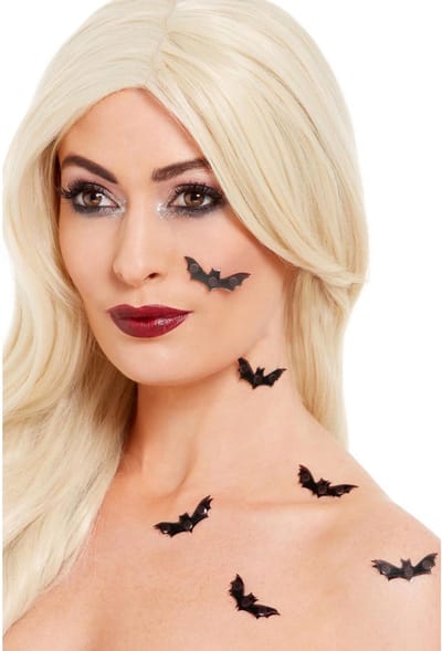 Smiffys - 3D Bat Gezicht/huid sticker - Zwart