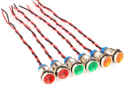 LED Paneel Waarschuwingslampje 10mm voor 12V-24V - Rood, Geel, Groen