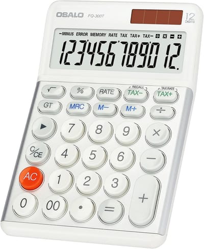 Grote bureaurekenmachine met 12 cijfers en schrijffunctie voor school en kantoor