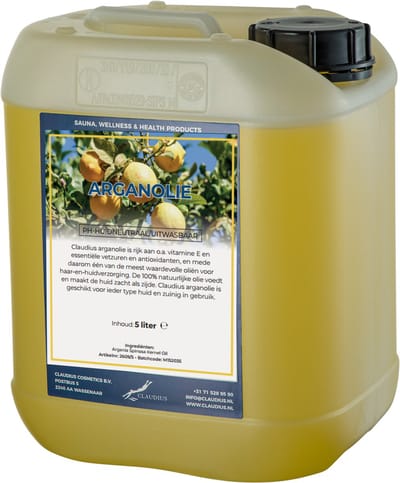 Arganolie 5 liter - 100% natuurlijk - onbewerkt - biologisch en koudgeperst - goed voor huid, haar en lichaam