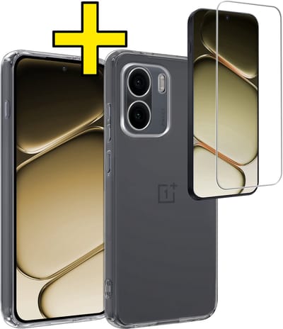 Hoesje - Met Screenprotector - Geschikt voor OnePlus 15R - Sterk & Shockproof - Back Cover - Siliconen Case - Telefoon Hoes - Telefoonhoesjes - Transparant