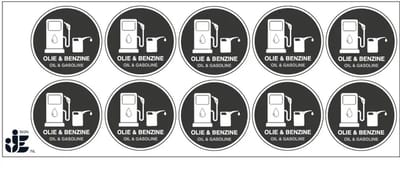 Olie en benzine afval sticker | 5 cm - 10 stuks per vel