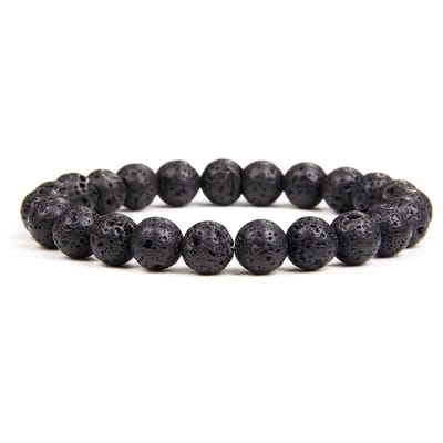 Bixorp Gems Lavasteen Edelstenen Armband - Gepolijste Edelsteen Kralenarmband - 20cm