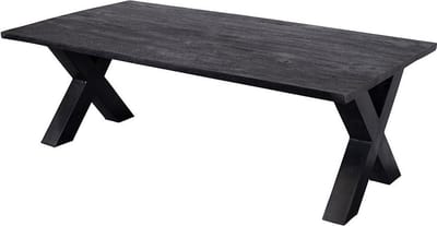 Mangohouten Salontafel Orlando Black 130 cm Mahom Industrieel - Kleine tafel van Mangohout & Metaal - Industriële Huiskamertafel