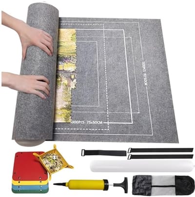 ElevaPulse Puzzelmat 2000 stukjes, premium rolmat voor volwassenen en kinderen, puzzelonderlegger met 6 sorteerschalen, opbergtas en accessoires, compatibel met puzzels van 1000, 1500, 2000