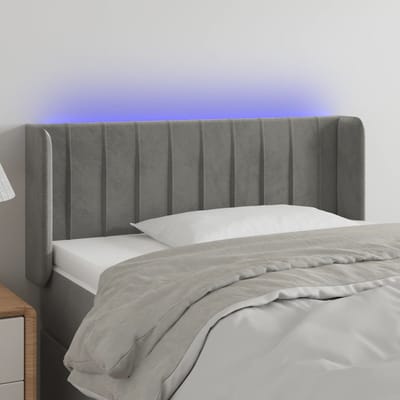 vidaXL - Hoofdbord - LED - 103x16x78/88 - cm - fluweel - lichtgrijs