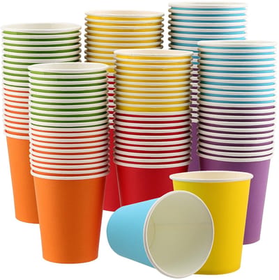 Dailygoods- Feestbekers 60 stuks - Papieren Bekers 250 ml - Gekleurde Bekers - Antilekbeker - Doe-het-zelfprojecten - Lichtgewicht en Stabiliteit - Drinkbekers