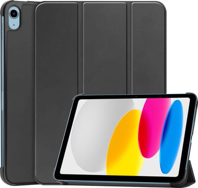 Hoes - Geschikt voor Apple iPad A16/A18 (2022/2025/2026) - 10.9 & 11 inch (10e, 11e & 12e generatie) - Dun & Stevig - Trifold Bookcase - Hard Cover - Hardcover Book Case - Tablet Hoesje - Zwart