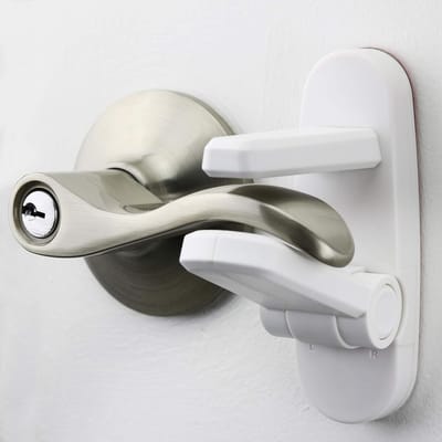 2 Stuks Deurklink Slot - Kinderslot Deur - Deurklink Vergrendeling - Privacy Slot - Kindveilig Deurslot - Hendel-Stijl Babyveiligheidsslot - Deurhendelvergrendeling - Ook voor Huisdieren -Duurzaam Abs met 3m-Kleeflaag - Baby Veiligheid - Wit