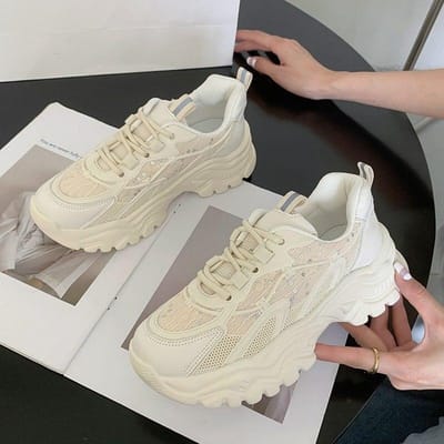Damesschoenen Casual Sneakers Damesmode Casual Luxe Lente Herfst Designer Platform Schoenen voor Dames Sneakers 35 beige