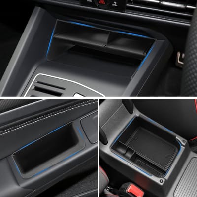 6-in-1 Organiser Set voor VW Golf 8, Mk8, Golf 8.5 - Inclusief Armsteun en Console, Perfect voor Auto-accessoires en Opbergruimte