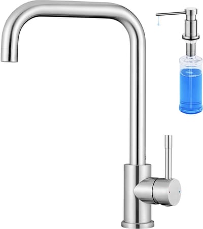 CECIPA max Keukenkraan RVS - Hoge uitloop - Met Zeepdispenser 300ML - 360° draaibereik - Hogedruk Keukenmengkraan - Zliver