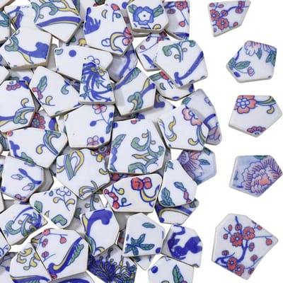Gebroken Keramische Tegels - Blauw en Wit Porselein - Onregelmatige Mozaïekstukken