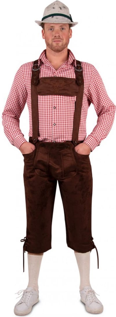 PartyXplosion - Tirolerbroek lang - Oktoberfest - Verkleedkleding - Carnaval kostuum heren - Themafeest - Carnaval - Polyester - bruin - Maat 58/60