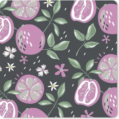 Muismat 20x20 cm - Mousepad Zomer - Bloemen - Fruit - Roze - Muismatten