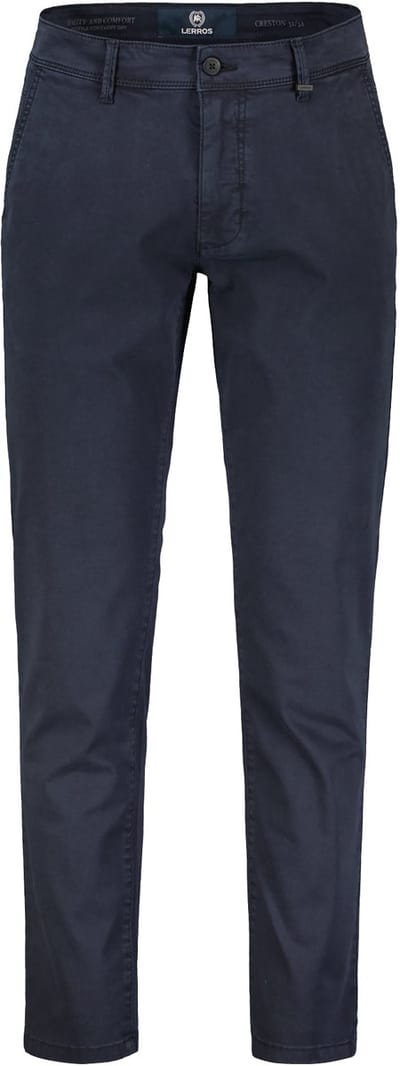 LERROS Basic chino van gestructureerde stof, slim fit , Maat: W31_L32 , Kleur: BLUE NIGHT , 80% katoen, 17% lyocell, 3% elastaan