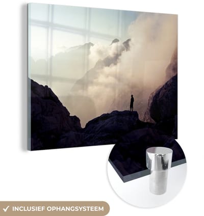 ® Glasschilderij 160x120 cm - Schilderij acrylglas - Zonsondergang bij de Triglav berg in het Nationaal park Triglav - Foto op glas - Muurdecoratie woonkamer - Wanddecoratie slaapkamer - Schilderijen