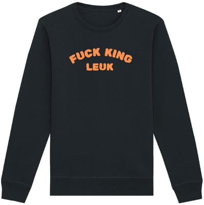 Sweater zwart S - Fuck king leuk - soBAD. - Koningsdag - Unisex - Oranje - Voetbal - Nederland