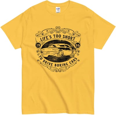 Old School Car T-shirt - Grappig Cadeau voor Autofans - Drive with Style - Dames Heren - Geel - S