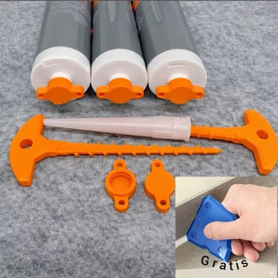 Universele Kit Draaidop & Spuitmond Nozzle Cleaner – Verstopte Kitspuit Reiniger voor Lijm, Kit en Afdichtingsmiddelen – Kitafstrijker - Siliconen Afstrijkrubber Cadeau