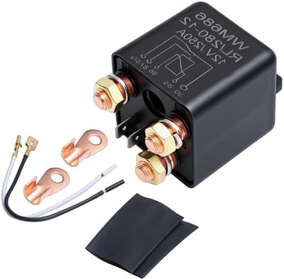Batterijscheidingsrelais - 5-polig relais - Stroomregeling - Hoge stroomsterkte - 12 Volt 250 Amp - Zwart