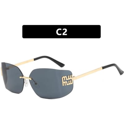 Lunettes de soleil KAMMPT Rétro sans monture Luxe Métal Femme Haute Qualité Décoration Lunettes de Soleil pour Voyage Randonnée