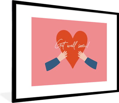 Fotolijst incl. Poster - Beterschap - Quotes - Roze - Arm - 80x60 cm - Posterlijst