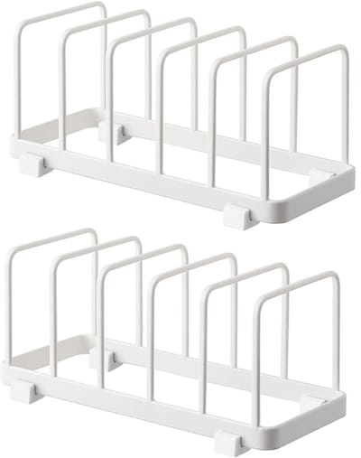 Unyqoos ® Bordenhouder en Keukenorganizer voor Efficiëntie en Netheid in de Keuken, 2 Stuks, Wit