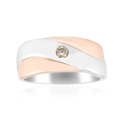 Cavill - 925 Sterling Zilveren Ring met 0,083 ct I1 Argyle Rose de France Diamant - Ronde Briljant Slijpsel - Elegante Damesring - Bezel Zetting