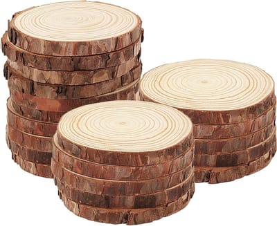 20 Stuks Natuurlijke Houten Schijven van 10-11 cm voor DIY Creaties en Decoratie, Onbewerkte Houten Plakjes en Circles