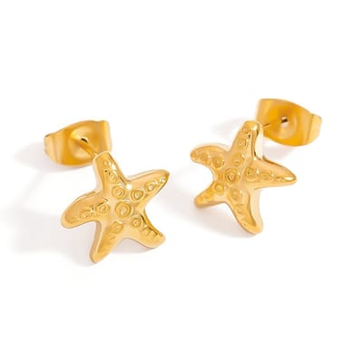 Bijoutheek Oorknoppen Summer Vibe Zeester Grof Goud