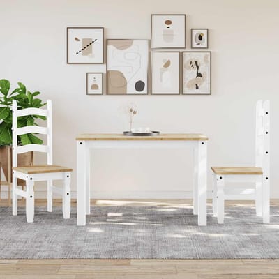vidaXL - Eettafel - PANAMA - 112x60x75 - cm - massief - grenenhout - wit
