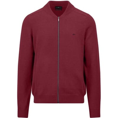 Fynch-Hatton Vest Supersoft Cotton Cardigan College Collar Ruby Red / male