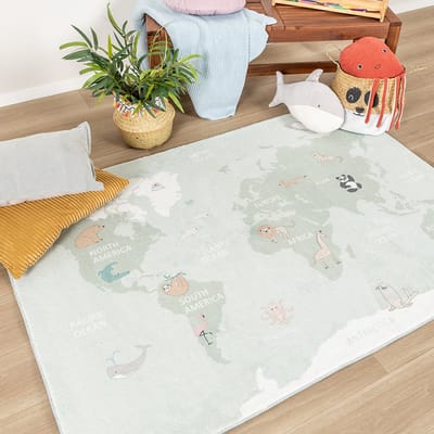 Little Olly Kindervloerkleed - Globe Mint - 80x150cm