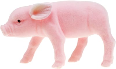 Geluksvarken roze geflockt 20cm 3st, 3 Stück
