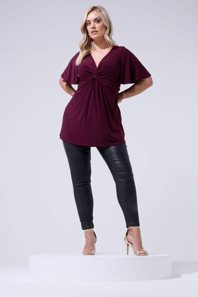 Yours London Blauwe Top Met Knoopdetail Aan De Voorkant Size 40