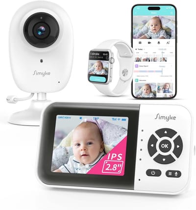 Intelligente babyfoon met camera en audio, dubbele modus, wifi aan/uitschakelaar, 7,1 cm display, 1080p camera, bereik 1500 meter