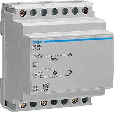 Hager Safety Transformer 40va 230v12-24v