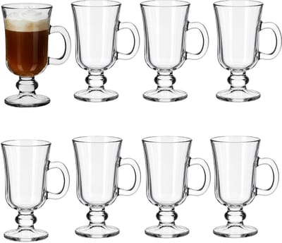 Alessandro Irish Coffee glazen - latte - 8x stuks - 230 ml - glas - koffie glazen