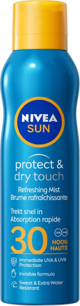 NIVEA SUN Protect & Dry Touch Vernevelende Zonnebrand Spray - SPF 30 - Sport Zonnespray - Waterproof - UVA/UVB - 200 ml