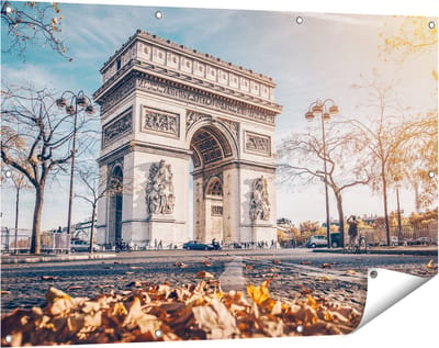 Gards Tuinposter Arc de Triomphe in Parijs tijdens de Herfst - 120x80 cm - Tuindoek - Tuindecoratie - Wanddecoratie buiten - Tuinschilderij