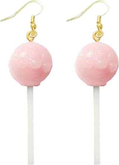 Fako Bijoux® - Oorbellen - Lolly Met Gezicht Op Een Stokje - 20x78mm - Roze