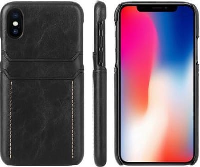 Card Case geschikt voor Apple iPhone 11 Pro | PU Leren Back Cover | Luxe Telefoonhoesje | Pasjeshouder | Zwart