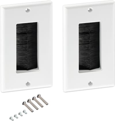 Kwmobile kabeldoorvoer - Set van 2 - Afdekking met borstels voor kabels - Wegwerking van kabels - Kabeldoorgang voor DIY projecten - Wit/Zwart