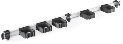 Toolflex Bezemhouder en Tuingereedschap Ophangsysteem - Geschikt voor Ø15-35 mm Gereedschappen - Aluminium rail - 94cm - Incl. 5 gereedschapshouders en montagemateriaal - Zwart