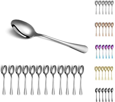 Dailygoods- Dinerlepels Set van 12 - Roestvrij Staal - Tafellepels - Soeplepels - Vaatwasserbestendig - Duurzaam - 20 cm Lengte